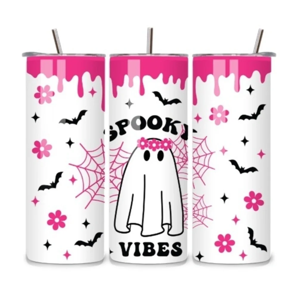 Spooky Vibes Pink Drip Halloween 20oz Stainless Steel Tumbler